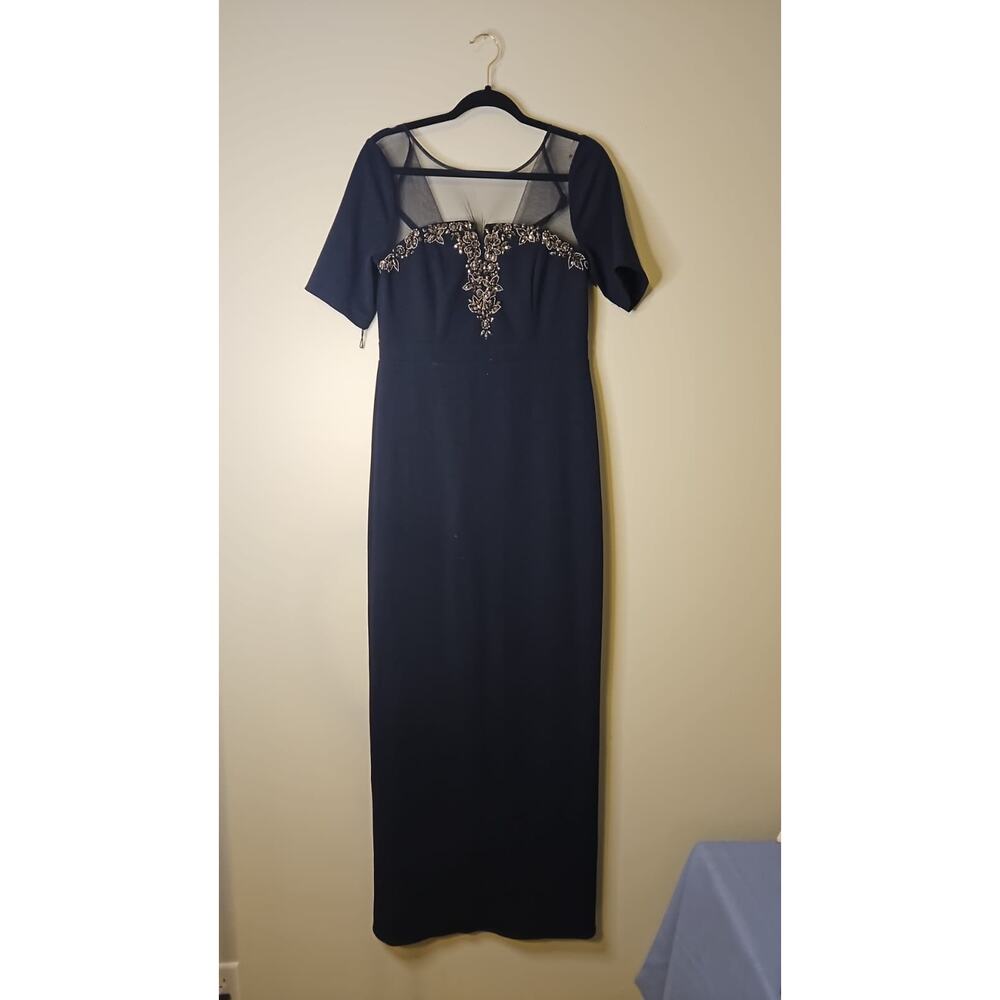 Adrianna Papell Beaded Illusion-Neck Floor-Length Gown - Picture 4 of 4